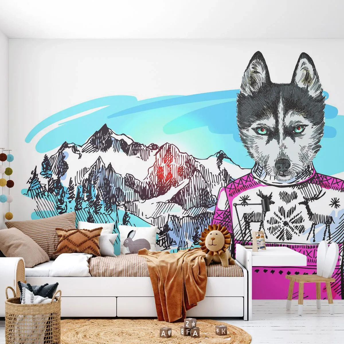 Tapet Autoadeziv Deluxe Sticker - Lupul în lâna de oaie - Abstracția, Lup, Pentru copii - 250x175 cm