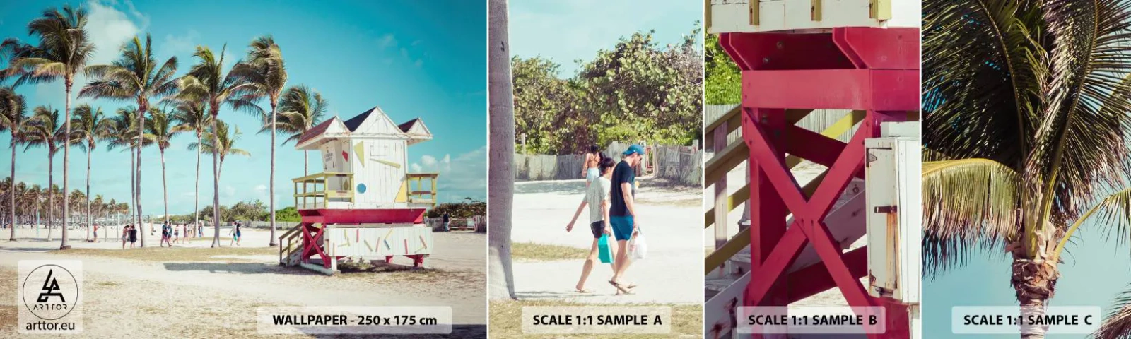 Mostră tapet autocolant Deluxe Sticker - O zi frumoasă te așteaptă - Peisaj, plajă, Florida - 100x30 cm