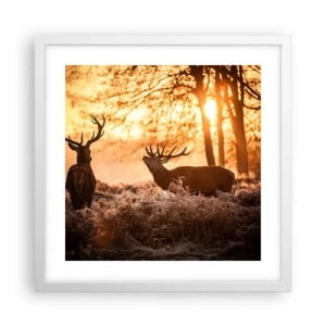 Poster în ramă albă - Visul unui vânător - 40x40 cm