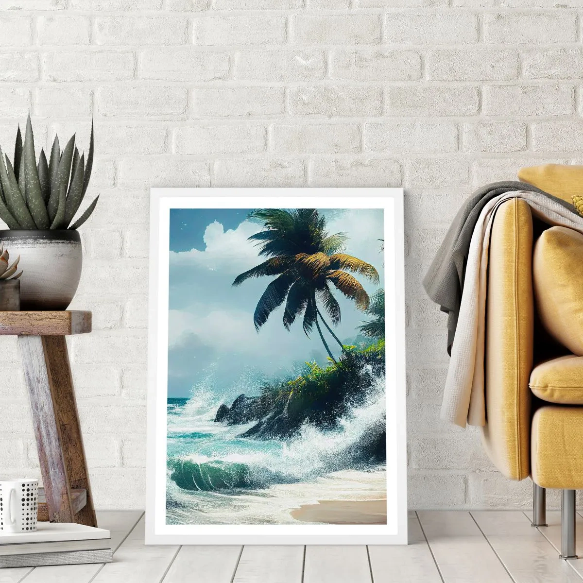 Poster în ramă albă - Pe un țărm tropical - 70x100 cm