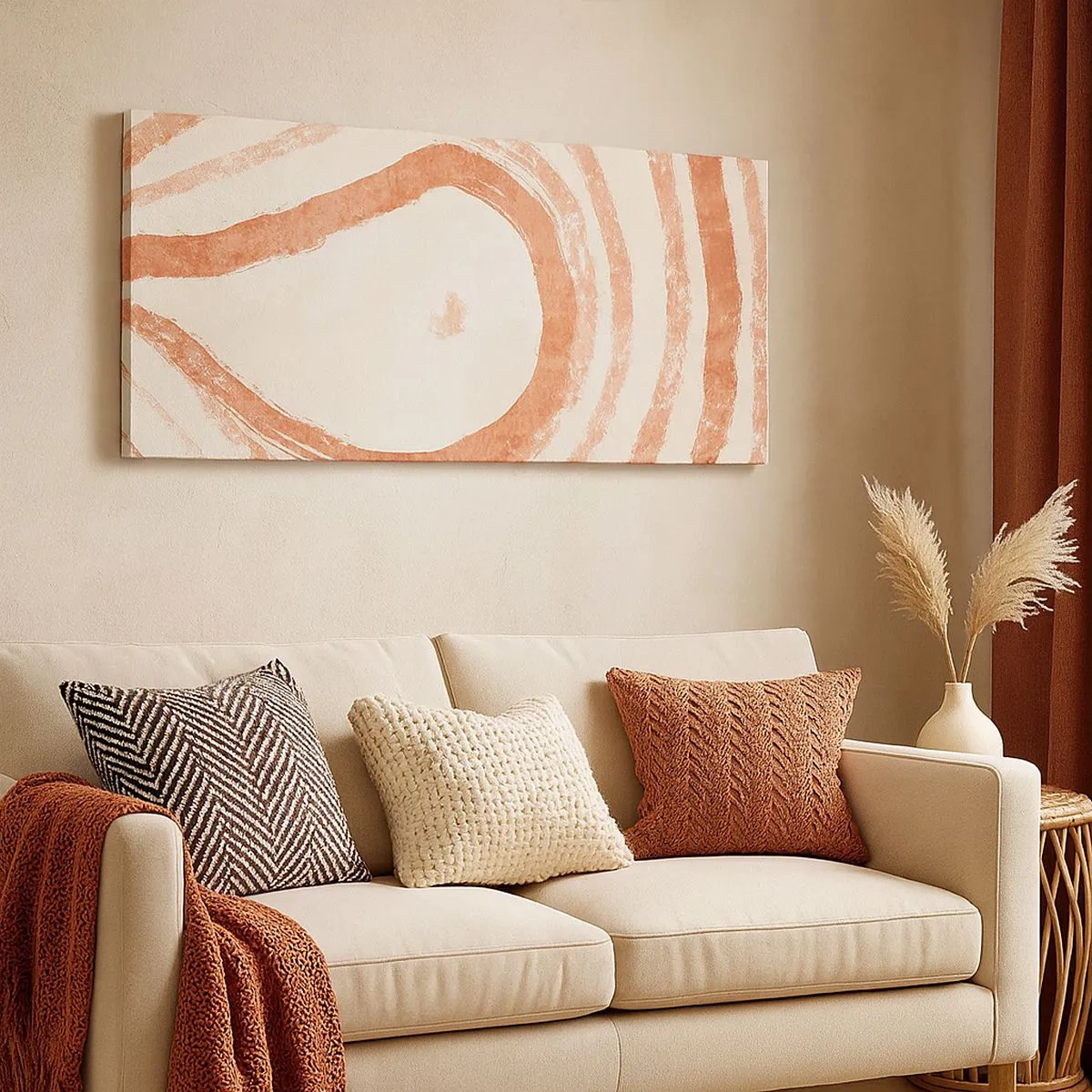 Tablou pe pânză - Cercuri de corali - compoziție - 100x40 cm