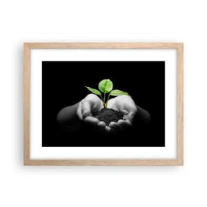 Poster în ramă de stejar deschis - Iubesc natura, o protejez - 40x30 cm