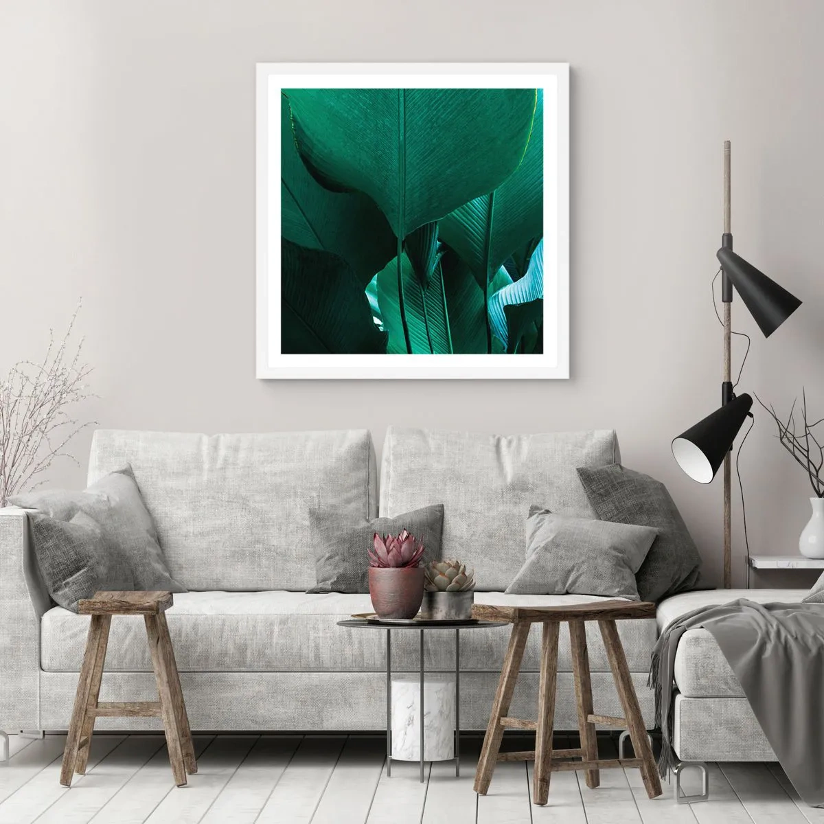 Poster în ramă albă - Cu frunza la lumină - 50x50 cm