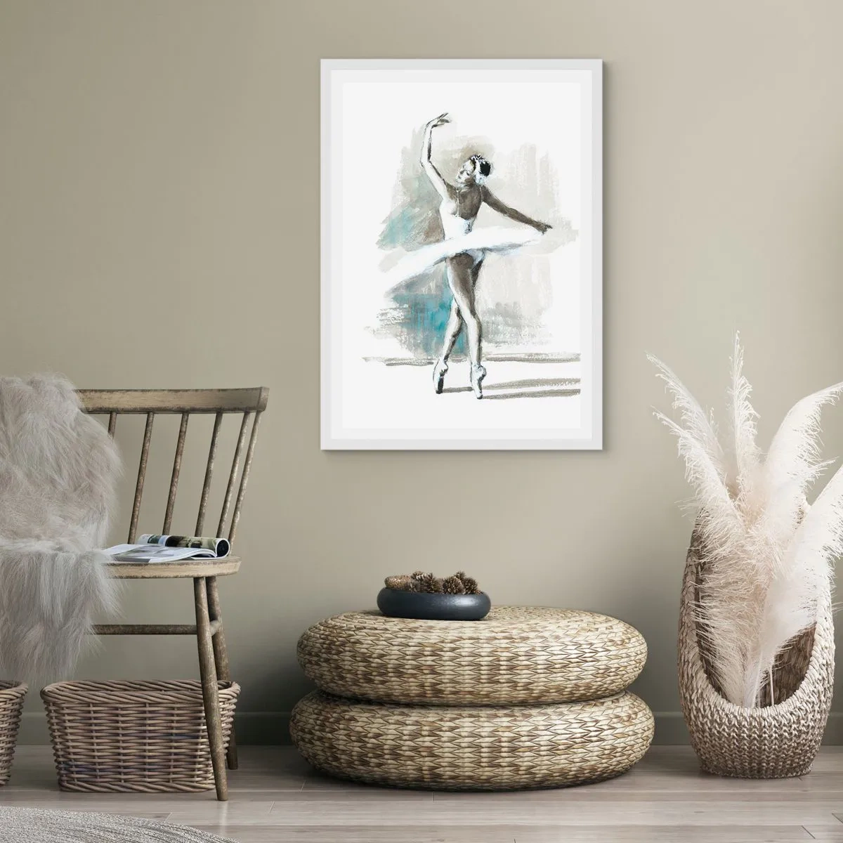 Poster în ramă albă - Fermecată într-o lebădă - 40x50 cm
