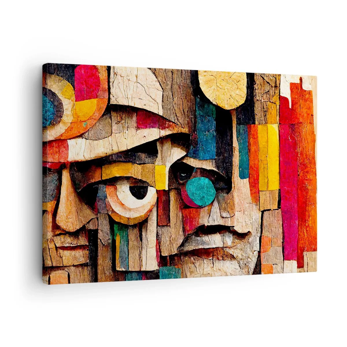 Tablou pe pânză Canvas - Fețe abstracte în culori intense - 70x50cm - Te văd... - Decorațiune modernă pentru perete pentru living și dormitor ARTTOR