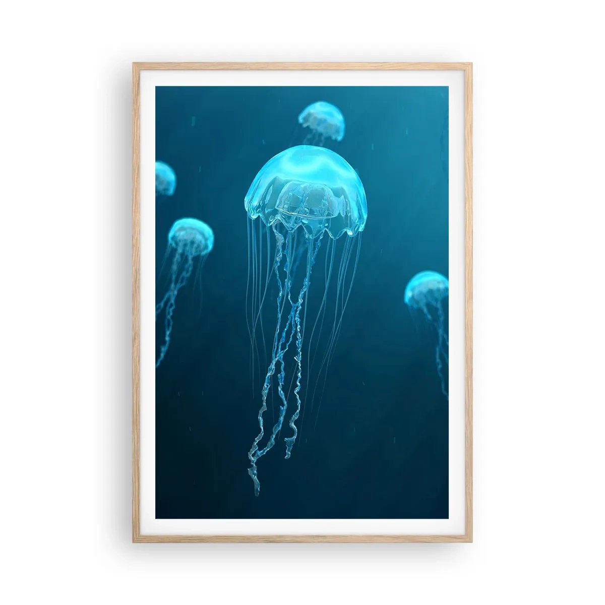 Poster în ramă de stejar deschis - Dansul oceanic - 70x100 cm