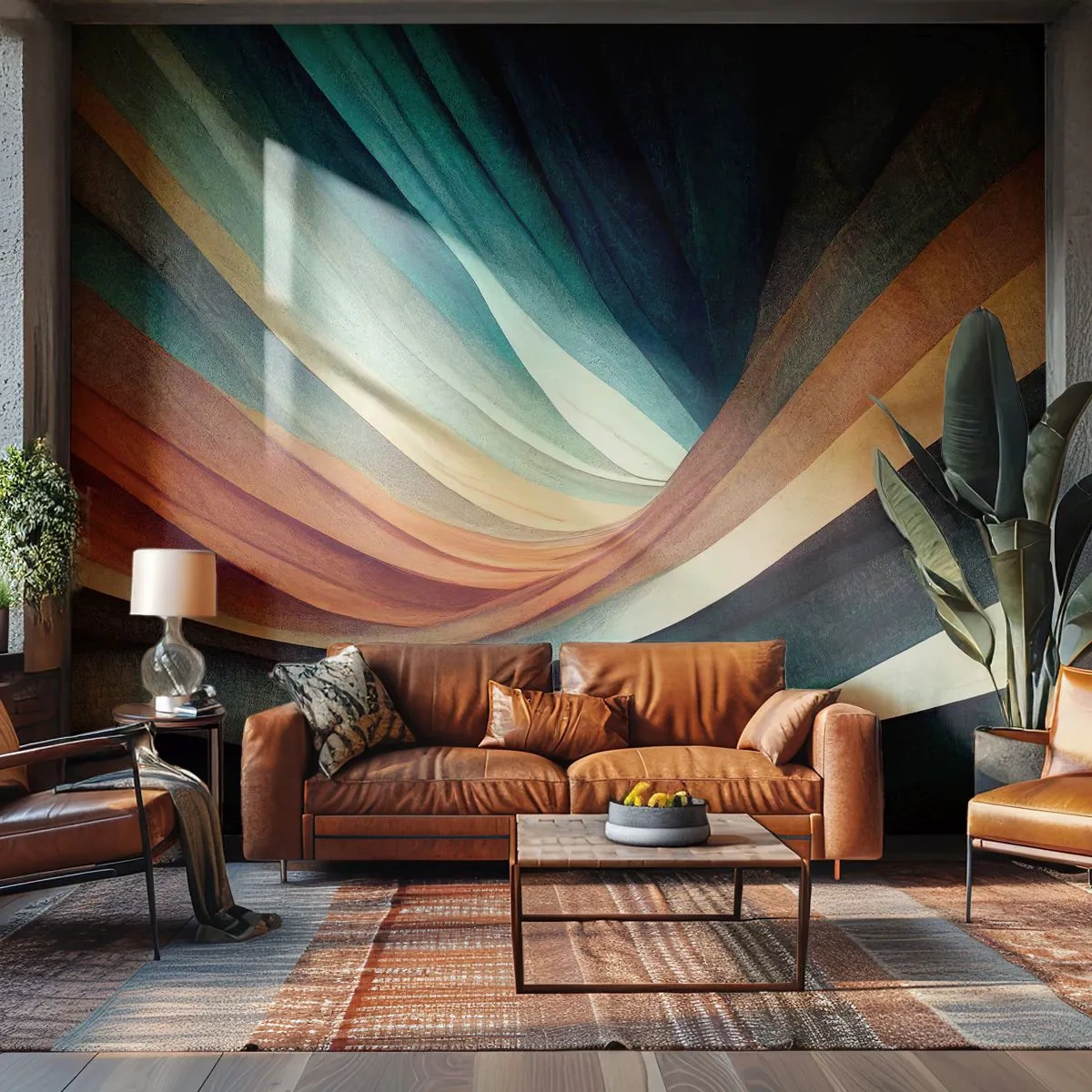 Tapet Premium Sand - Țesute din culori - Bucată, Abstracția, Linii - 250x175 cm