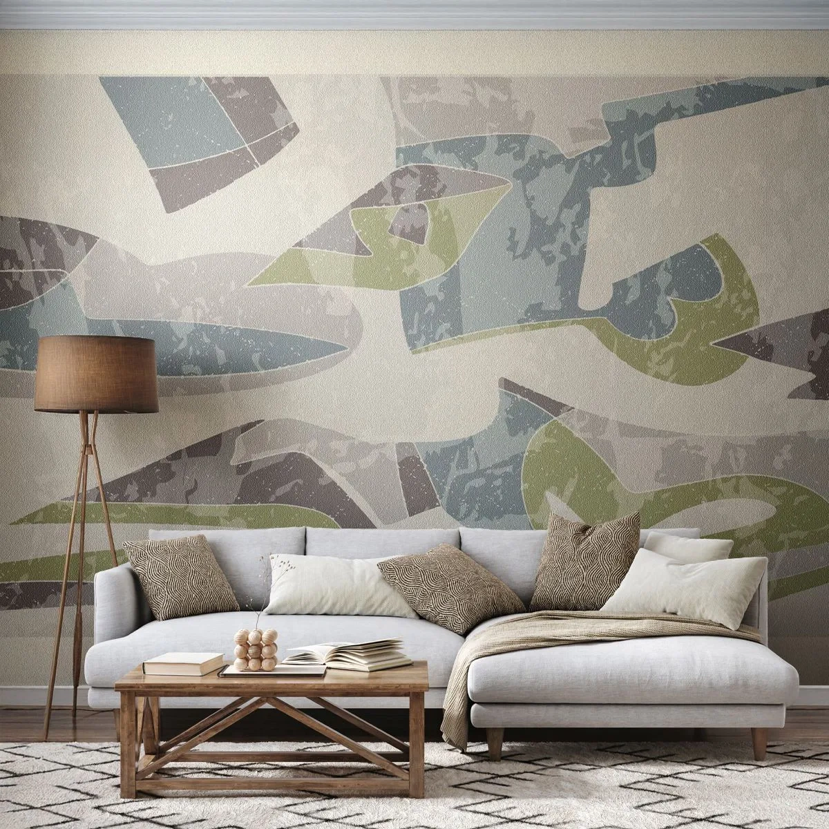 Tapet Premium Canvas - Compoziție din spatele geamului - Forme, Abstracția, Pastel - 300x210 cm