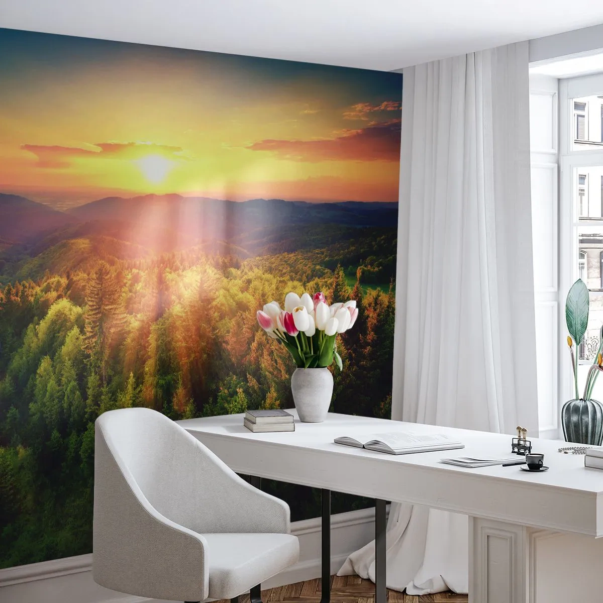 Tapet Premium Sand - Vârfuri și culmi - Peisaj, pădure, Munţi - 100x70 cm