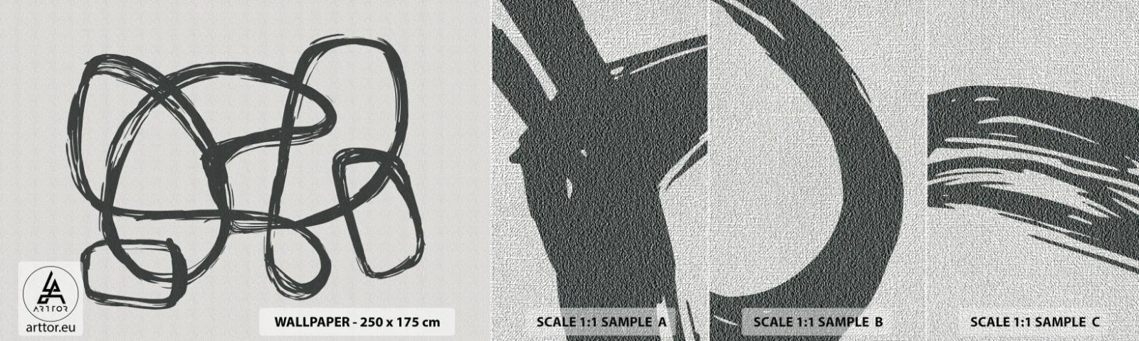 Mostră tapet Premium Canvas - Abstracție în buclă - Boho, Bucată, Minimalist - 100x30 cm