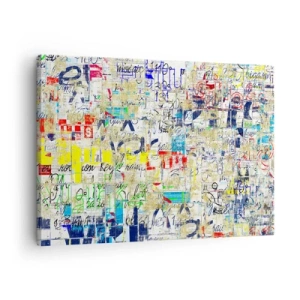 Tablou pe pânză Canvas - Graffiti abstract cu inscripții și modele colorate - 70x50cm - Pur și simplu plăcut pentru ochi - Decorațiune modernă pentru perete pentru living și dormitor ARTTOR
