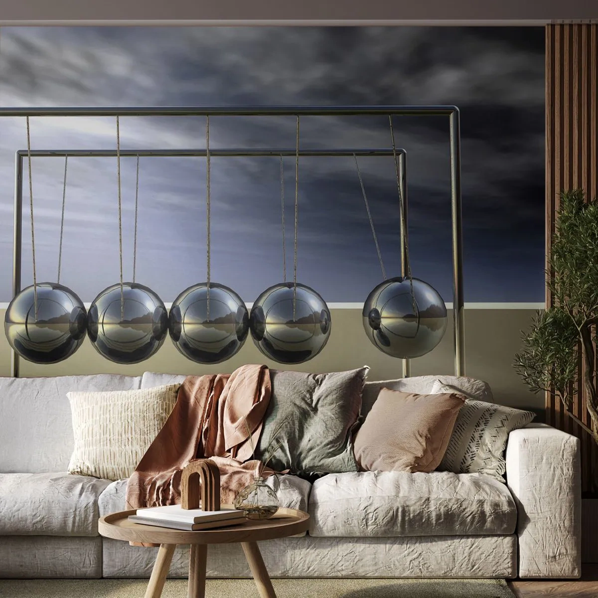 Tapet Premium Sand - Energia lumii - pendulul lui Newton, Fizică, Abstracția - 300x210 cm