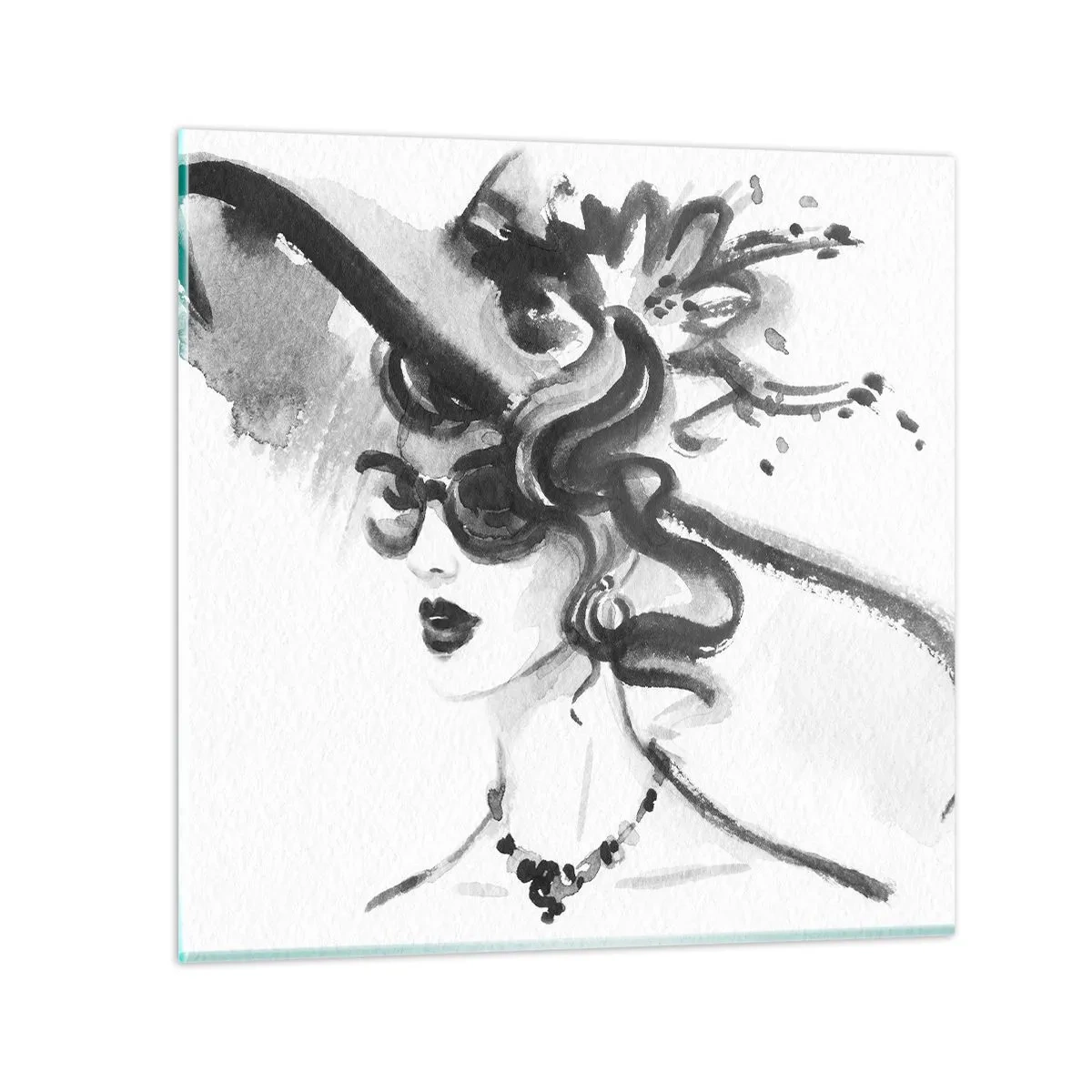 Tablou pe sticlă - Dama cu caracter - 40x40 cm