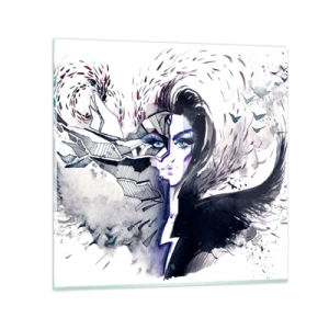 Tablou pe sticlă - Demonică și frumoasă - 40x40 cm