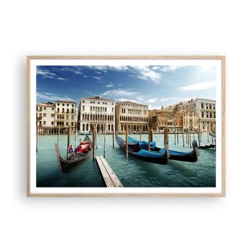 Poster în ramă de stejar deschis - Palate în albastru - 100x70 cm