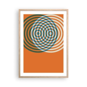 Poster în ramă de stejar deschis - Variație circulară abstractă - 50x70 cm