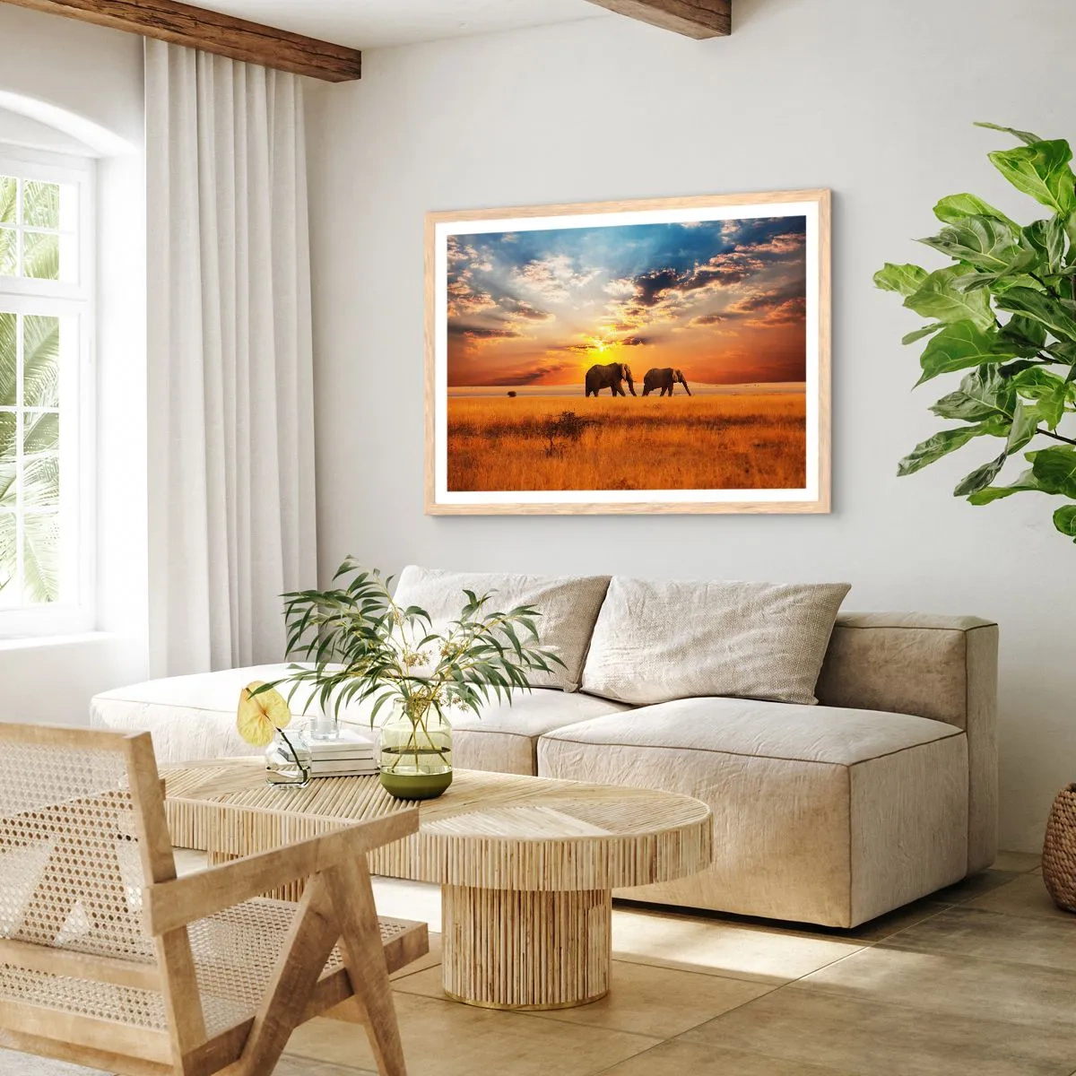 Poster în ramă de stejar deschis - Plimbare în familie - 50x40 cm