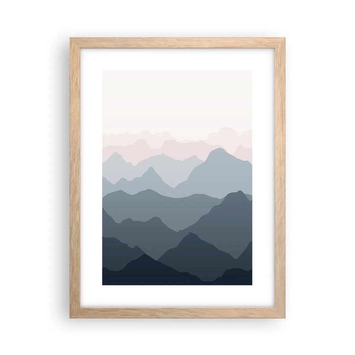 Poster în ramă de stejar deschis - Valuri de munți - 30x40 cm