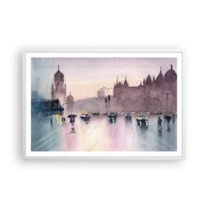 Poster în ramă albă - Într-o ceață ploioasă - 91x61 cm