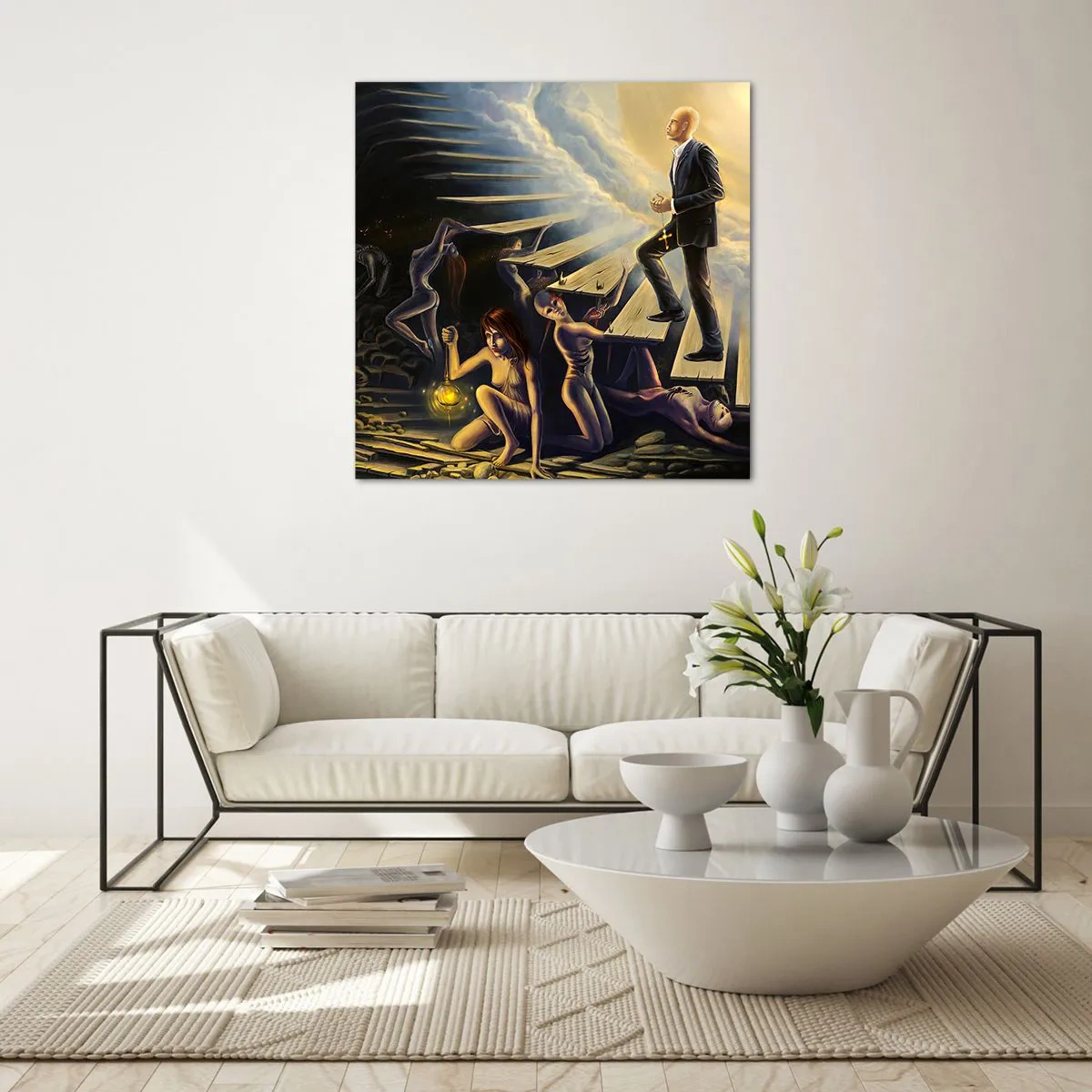 Tablou pe sticlă - O călătorie dantescă spre lumină - 40x40 cm