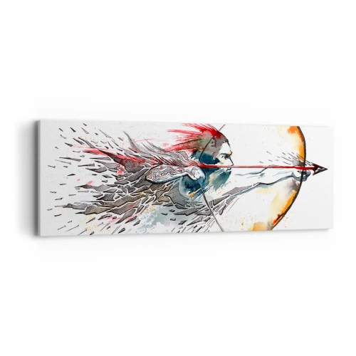 Tablou pe pânză - Războinic mitic cu un arc de foc - 90x30 cm