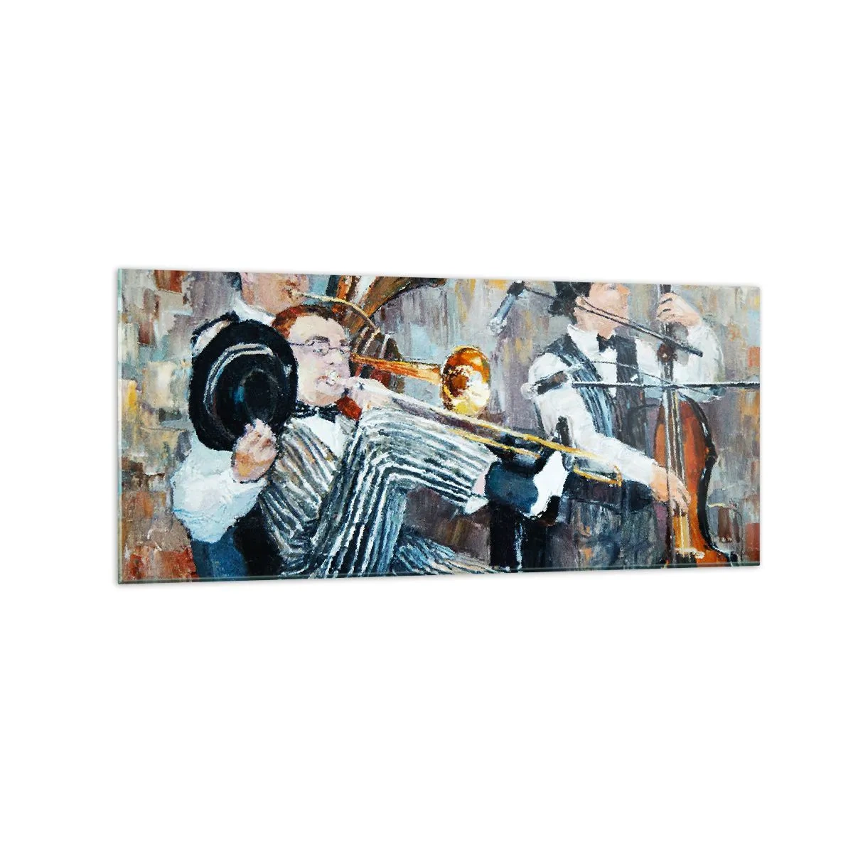 Tablou pe sticlă - Numai jazz - 120x50 cm
