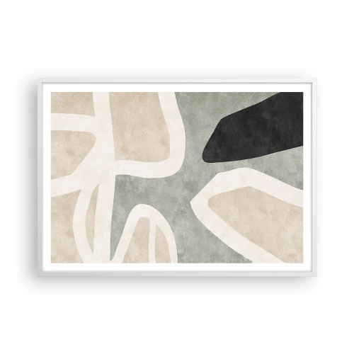 Poster în ramă albă - Compoziție cu motiv negru - 100x70 cm
