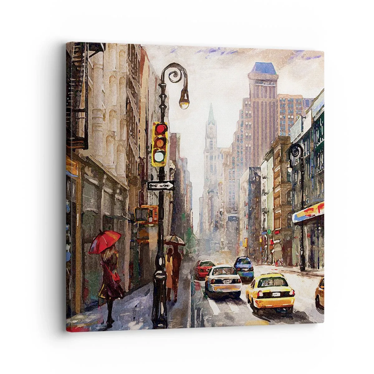 Tablou pe pânză - New York - plin de culoare și în ploaie - 30x30 cm