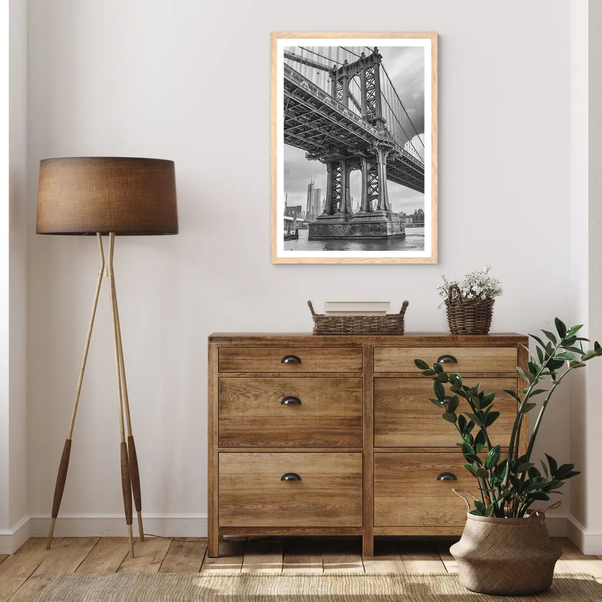 Poster în ramă de stejar deschis - Spre inima orașului - 50x70 cm