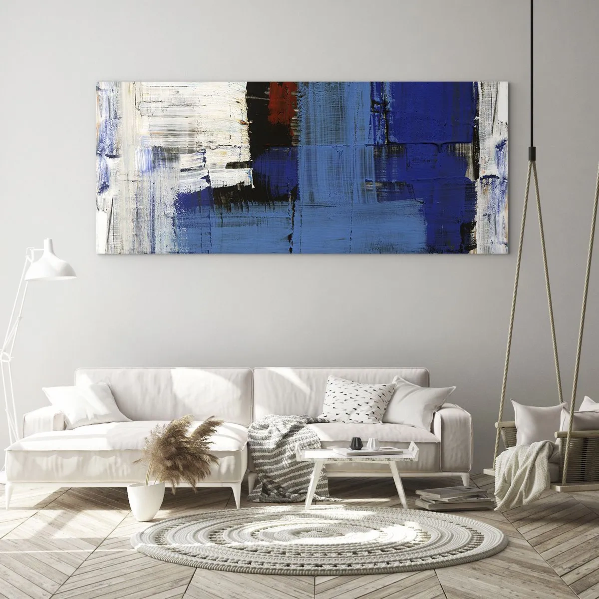 Tablou pe sticlă - Secretul albastru - 100x40 cm
