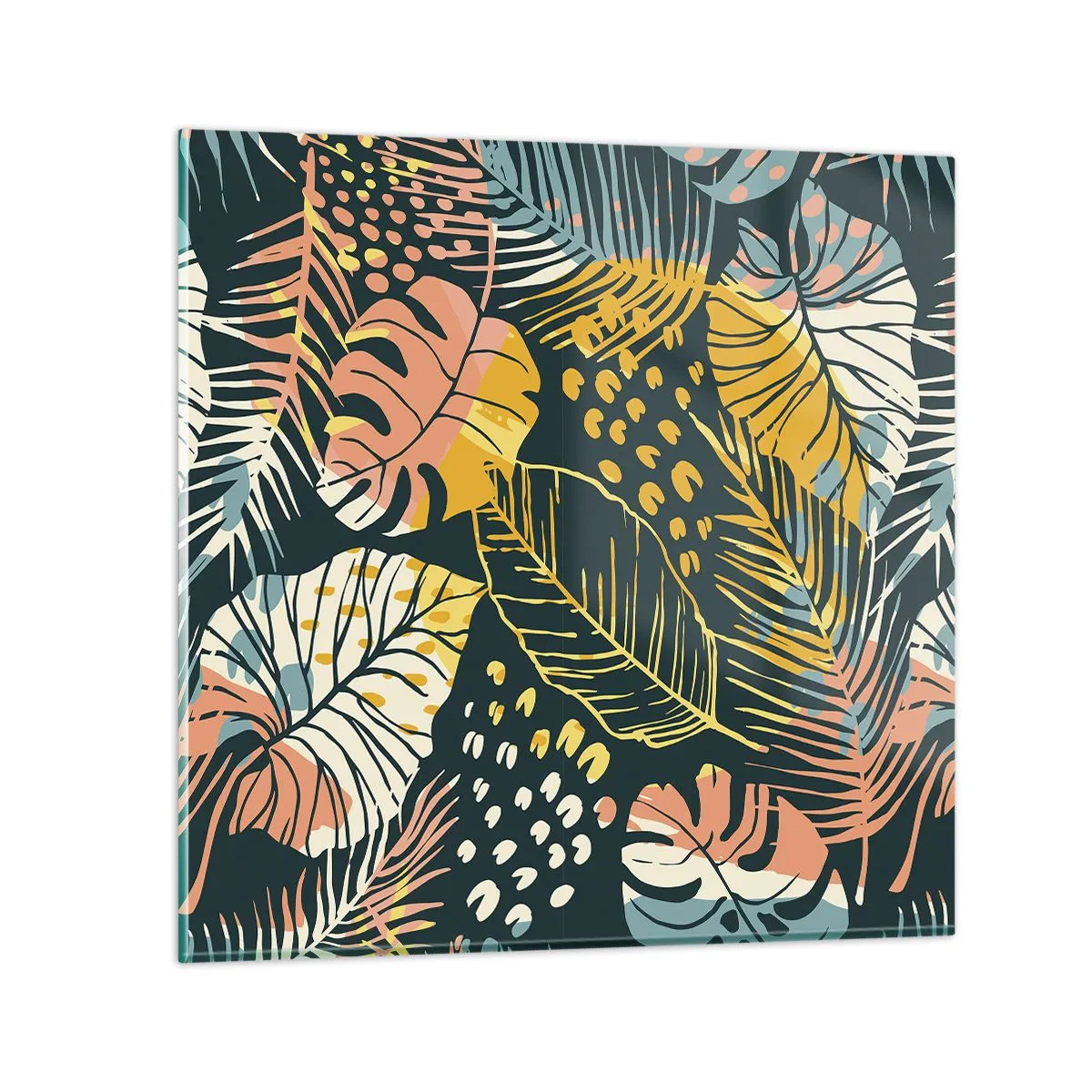 Tablou pe sticlă - Fantezie cu frunze - 30x30 cm