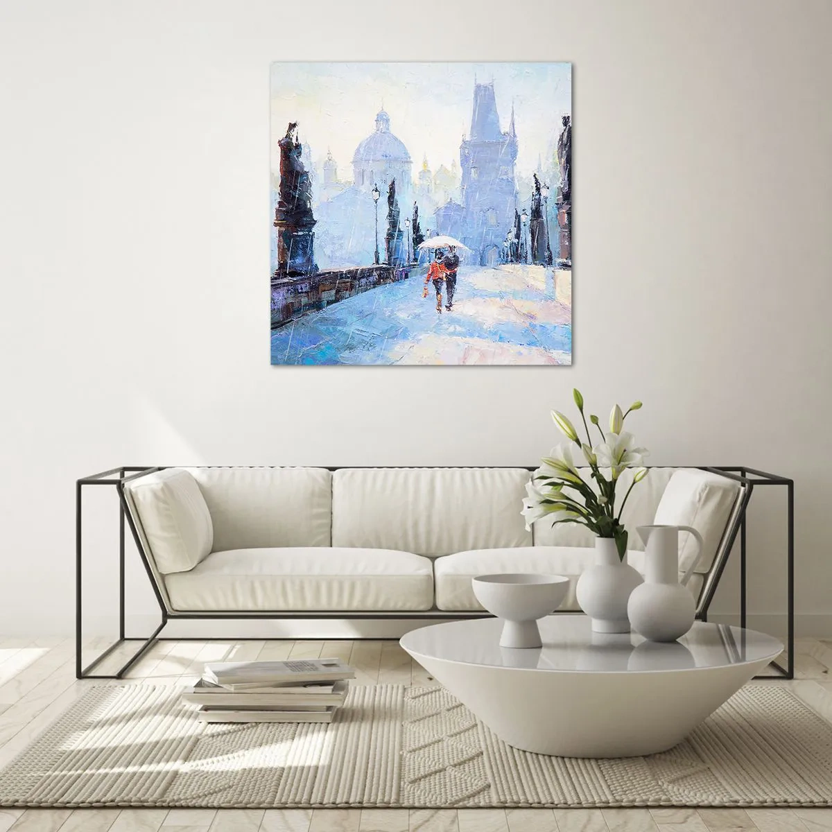 Tablou pe sticlă - Probabil că am fost vrăjiți de ploaie - 70x70 cm