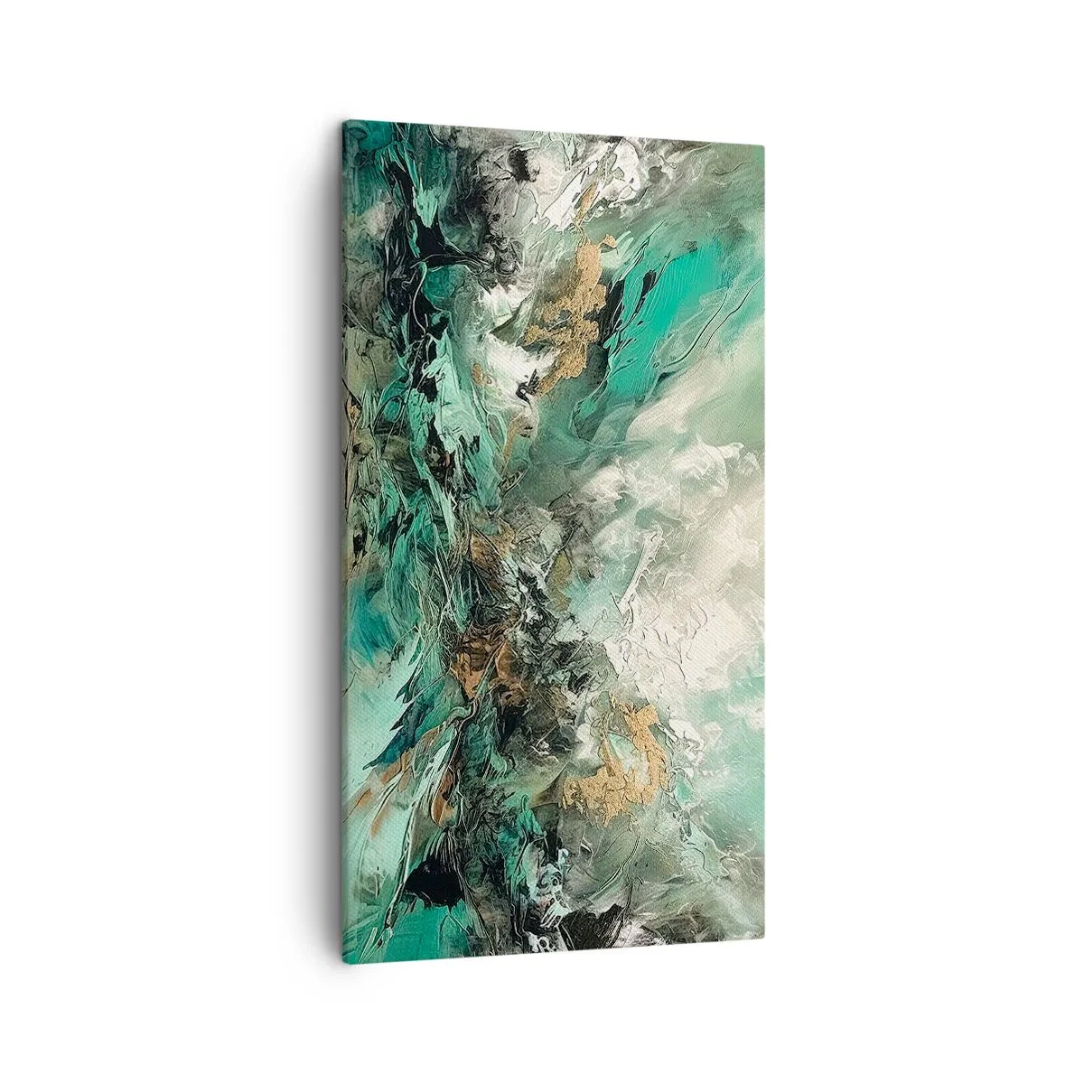 Tablou pe pânză - Fierbere negru-smarald - 45x80 cm