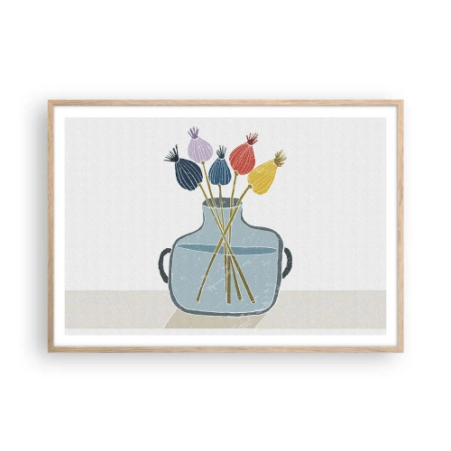 Poster în ramă de stejar deschis - Paparune sau maci? - 100x70 cm