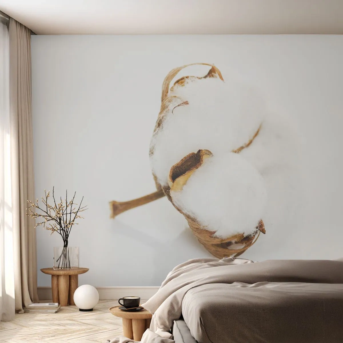 Tapet Premium Canvas - Moale prin natură - Bumbac, Minimalist, Floare - 300x210 cm