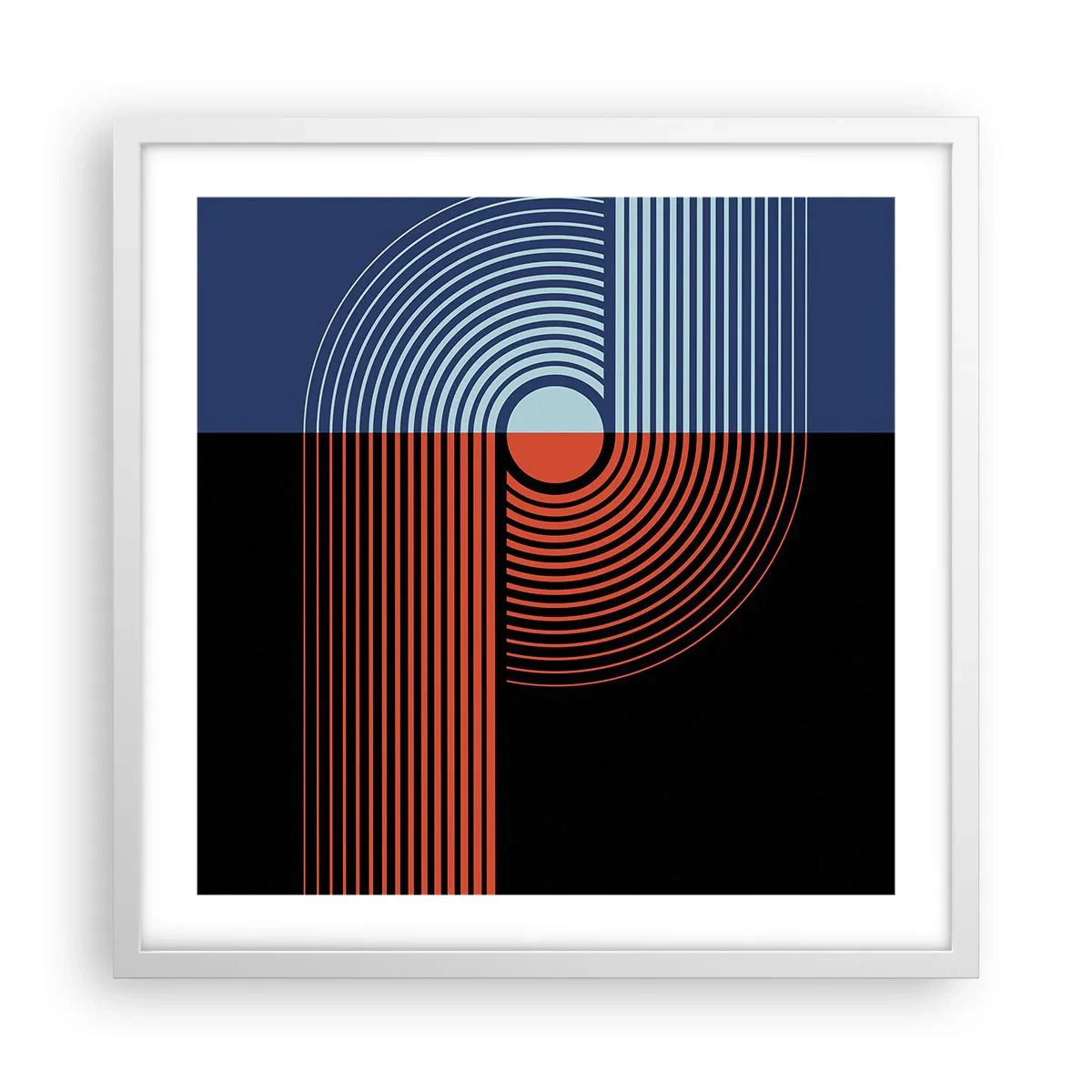 Poster în ramă albă - Într-o îmbrăţişare geometrică - 50x50 cm