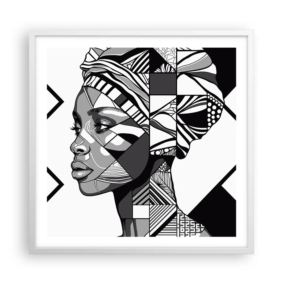 Poster în ramă albă - Portret etnic - 60x60 cm