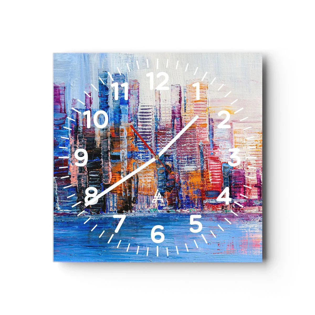 Ceas de perete - Ceas pe sticlă - O metropolă veselă - 40x40 cm