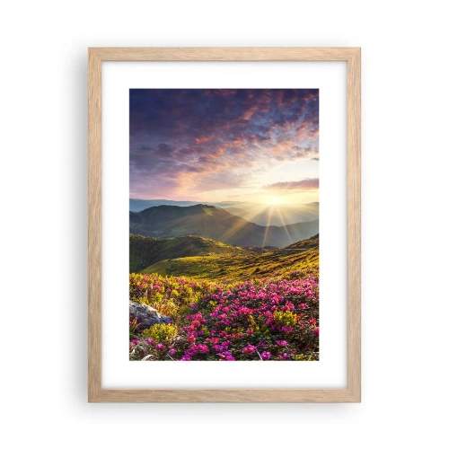 Poster în ramă de stejar deschis - Prospețimea unei dimineți de munte - 30x40 cm