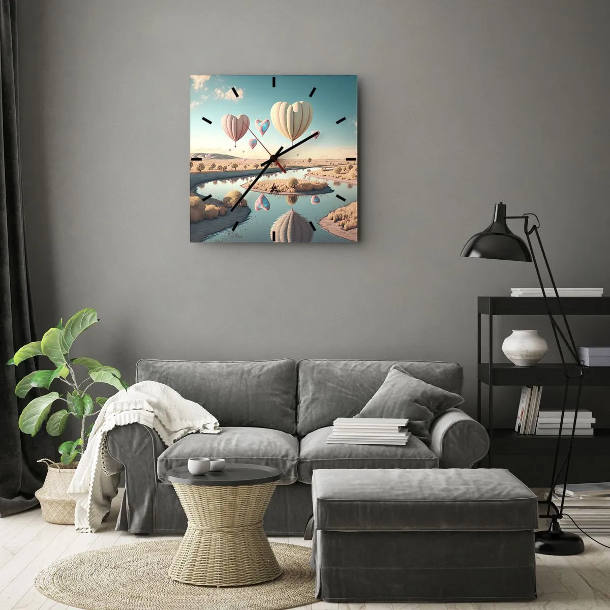 Ceas de perete - Ceas pe sticlă - Iubirea ne înalță - 30x30 cm