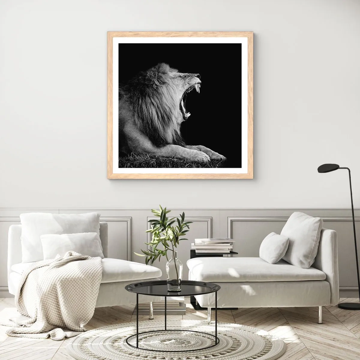 Poster în ramă de stejar deschis - Fără nici o ezitare - 60x60 cm