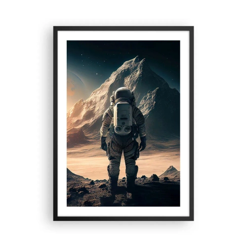 Poster în ramă neagră - Astronautul de pe o planetă extraterestră în lumina stelelor - 50x70cm - O nouă provocare - Decorațiune modernă pentru perete pentru living și dormitor ARTTOR