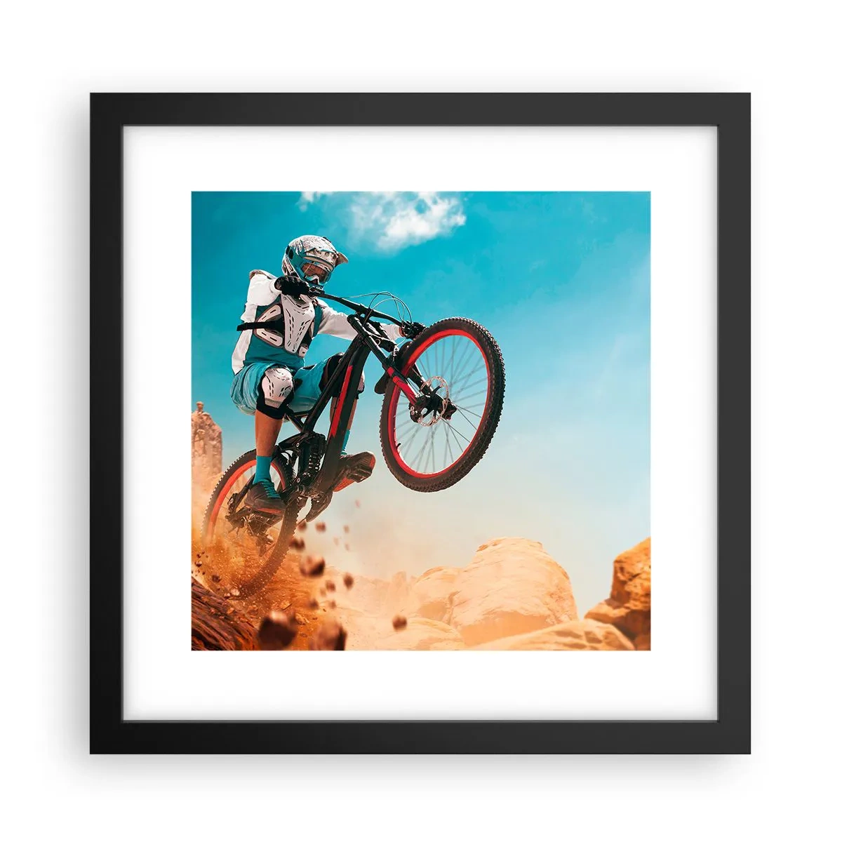 Poster în ramă neagră - Nebunia demonului bicicletei - 30x30 cm