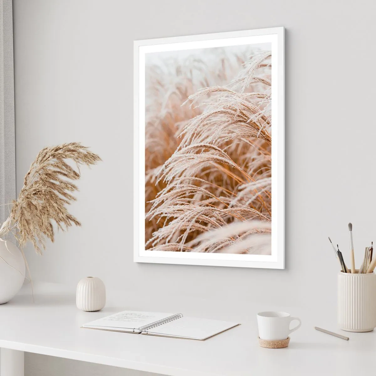 Poster în ramă albă - Închinându-se la soarele toamnei - 70x100 cm