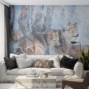 Tapet Standard Eco - Atenție! Vine... - Animale, Lupii, pădure - 150x105 cm