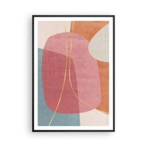 Poster în ramă neagră - Compoziție pastel cu fir de aur - 70x100 cm