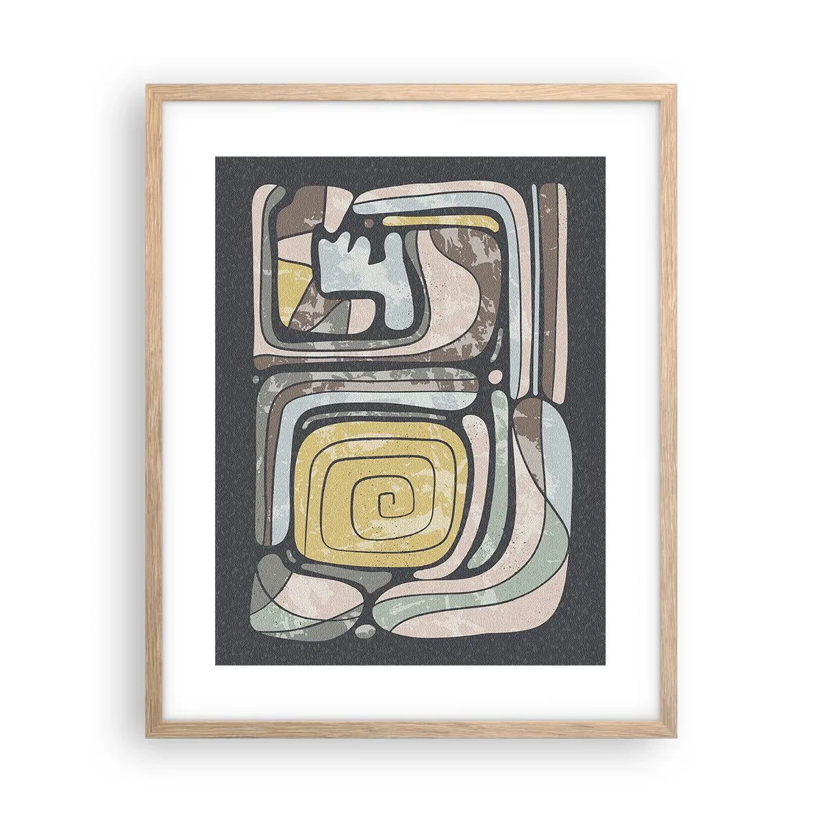 Poster în ramă de stejar deschis - Abstracție în spirit precolumbian - 40x50 cm
