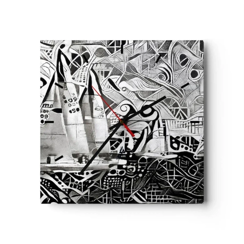 Ceas de perete - Ceas pe sticlă - Între valuri - 30x30 cm
