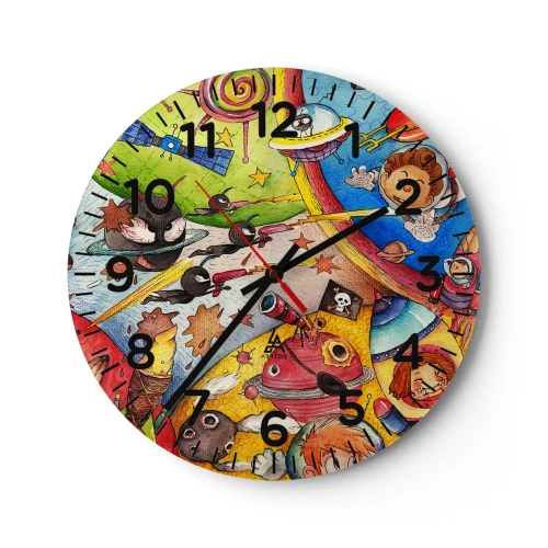 Ceas de perete - Ceas pe sticlă - O mare aventură spațială - 30x30 cm