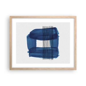 Poster în ramă de stejar deschis - Compoziție albastru-negru - 50x40 cm